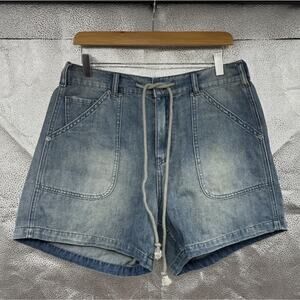 Neuflora Denim Shorts Stretch Waist Tie Detail Medium Wash Womens Large